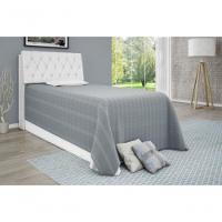 Cabeceira Box Solteiro Isis Branco Com Capitonê Branco - 1