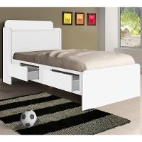 Cama Bau Quarto Tamires Solteiro 98cm Branco Branco - 1