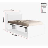 Cama Bau Quarto Tamires Solteiro 98cm Branco Branco - 2