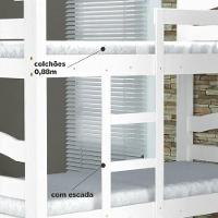 Cama Beliche Robusta 088 Madeira Maciça C/Escada Brilho