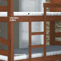 Beliche Solteiro Robusta Madeira Maciça C/Escada Amêndoa - 4