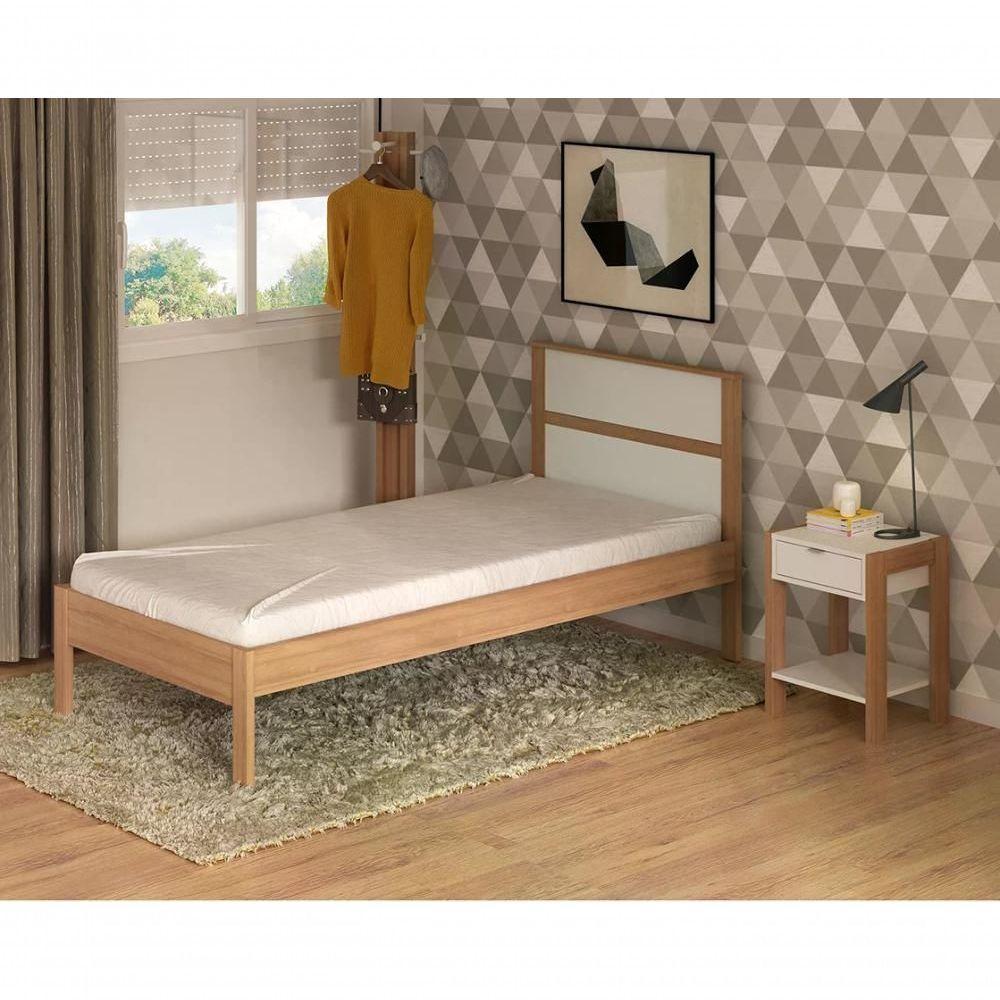 Cama Solteiro Cm8004 Amendoa Branco Amendoa Branco - 2