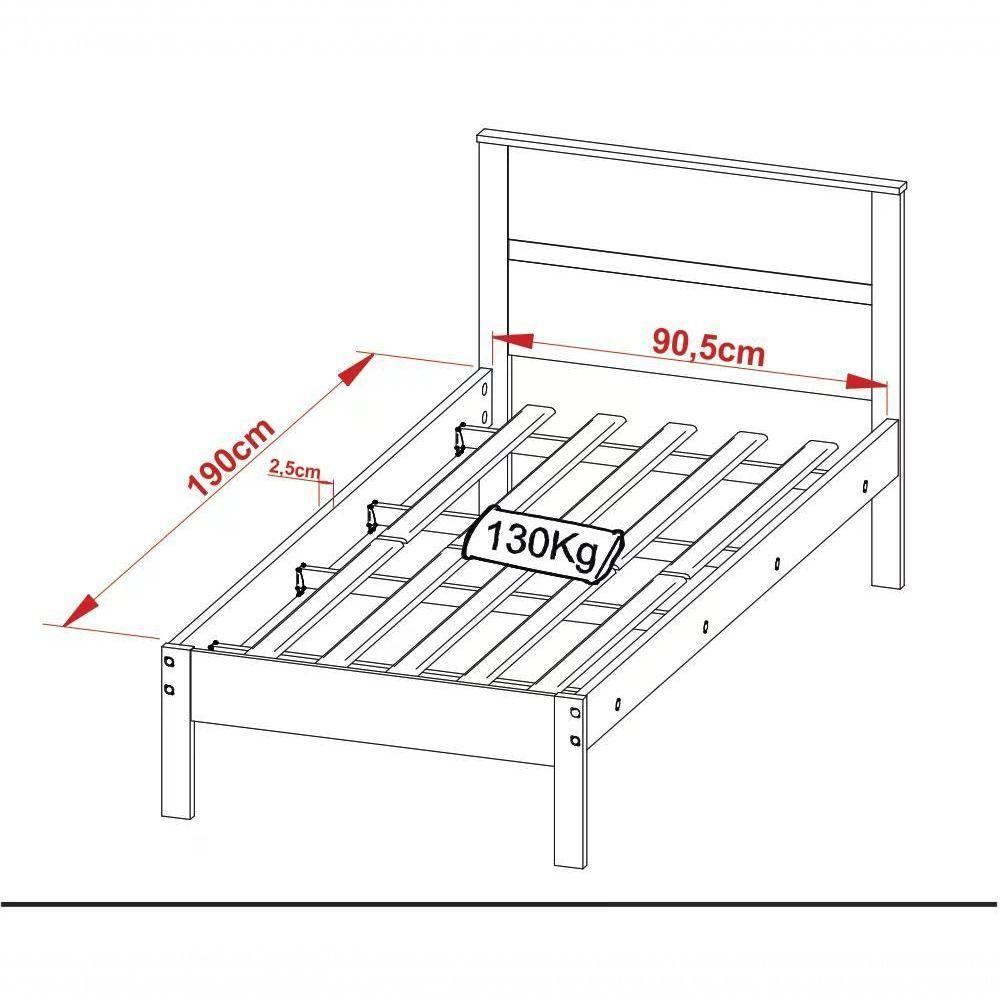 Cama Solteiro Cm8004 Amendoa Branco Amendoa Branco - 6