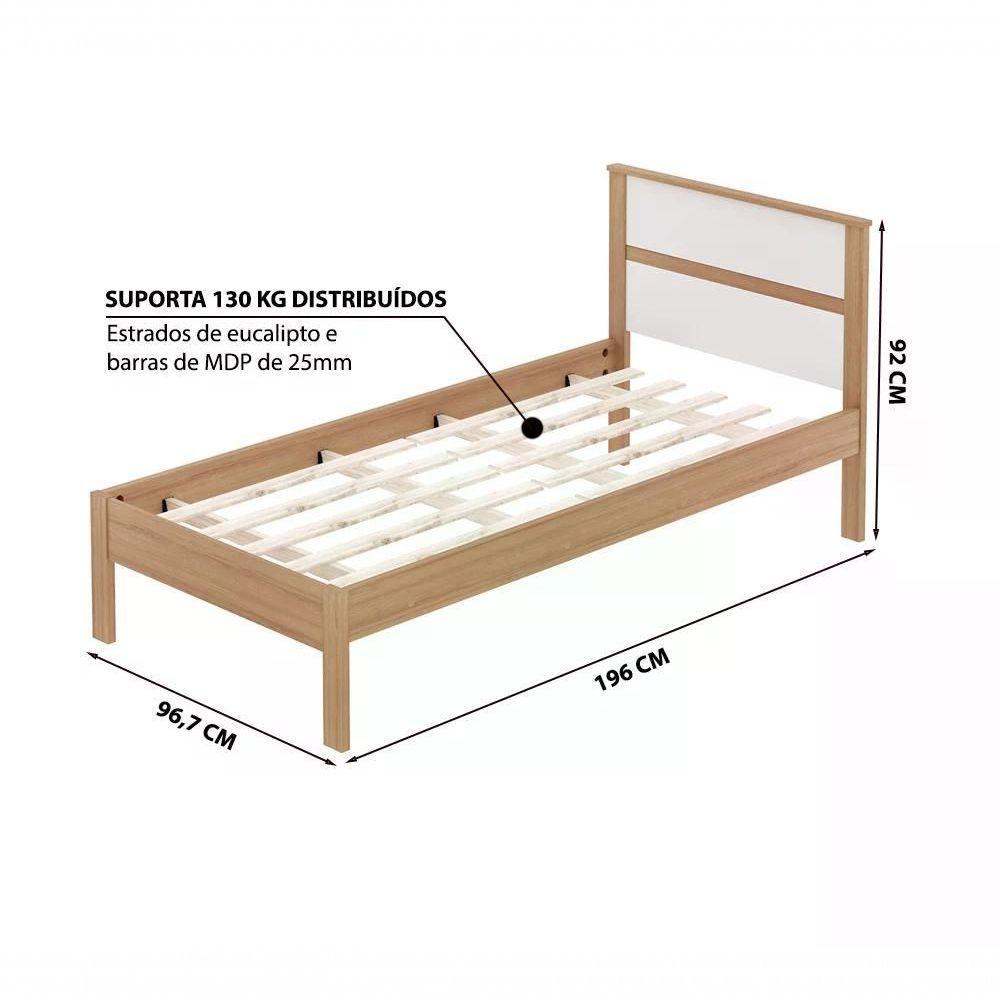 Cama Solteiro Cm8004 Amendoa Branco Amendoa Branco - 7