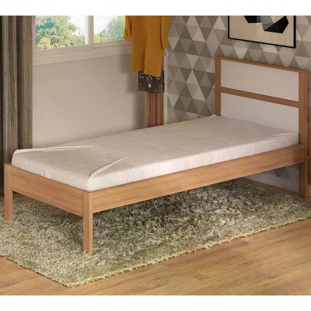 Cama Solteiro Cm8004 Amendoa Branco Amendoa Branco - 8