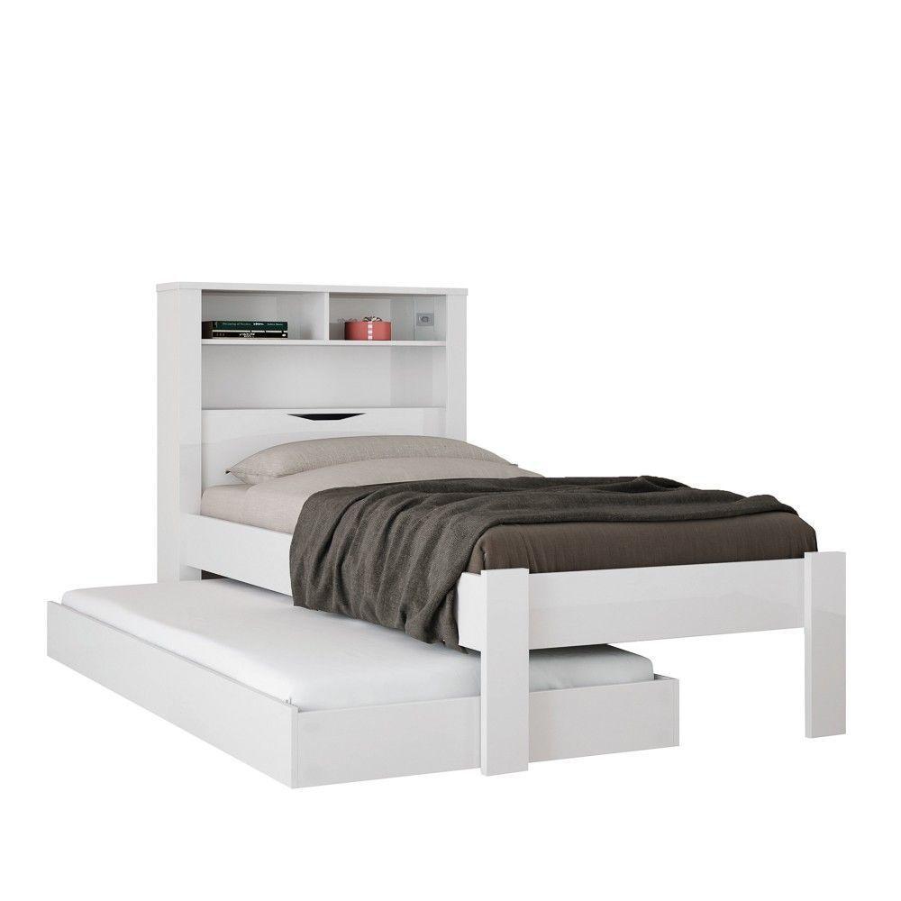 Bicama Solteiro Baú Com Nicho E Cama Auxiliar Invicta Branco - 1