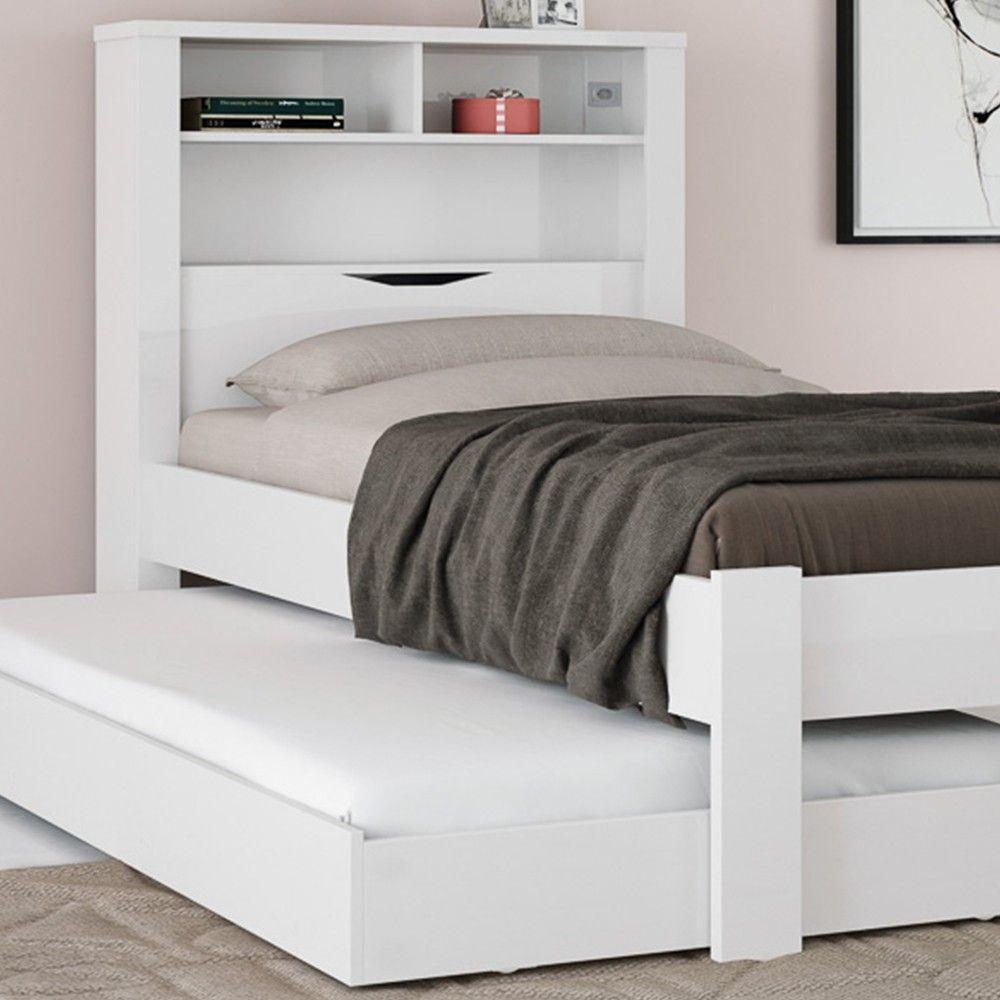 Bicama Solteiro Baú Com Nicho E Cama Auxiliar Invicta Branco - 3
