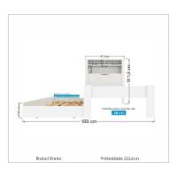 Bicama Solteiro Baú Com Nicho E Cama Auxiliar Invicta Branco - 2
