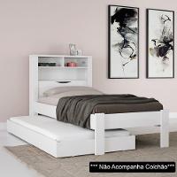 Bicama Solteiro Baú Com Nicho E Cama Auxiliar Invicta Branco - 4