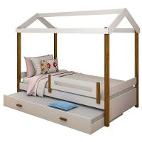 Cama Com Auxiliar Montessori Cabana Solteiro Branco E Mel - 1