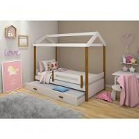 Cama Com Auxiliar Montessori Cabana Solteiro Branco E Mel - 2