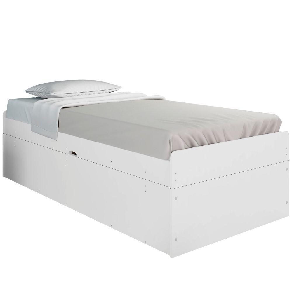 Cama Solteiro Baú Cinthya Branco Com Colchão - 4