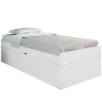 Cama Solteiro Baú Cinthya Branco Com Colchão - 4