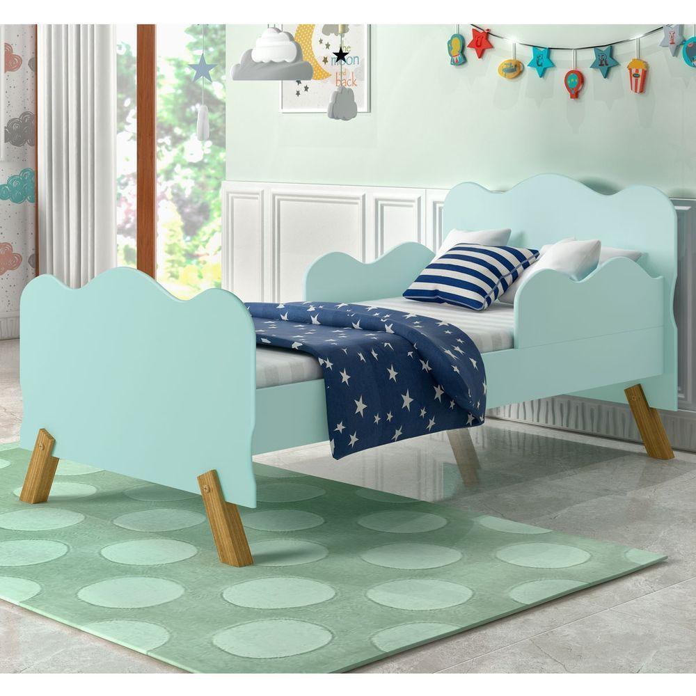 Cama Infantil Nuvem Verde Com Proteção Lateral E Colchão - 4