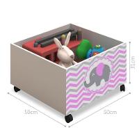 Cama Solteiro Branco C/ Mel C/ Baú Filhote Rosa - 5