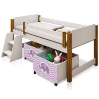 Cama Solteiro Branco C/ Mel C/ Baú Filhote Rosa - 13