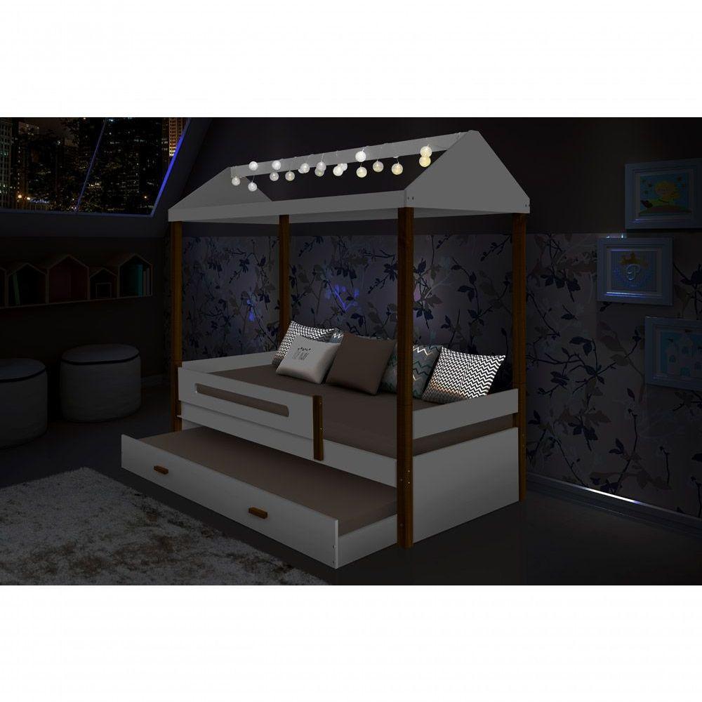 Cama Casa Branco Mel Com Cordão De Luzes Led - 3