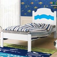 Cama Solteiro Iris Branco E Azul Branco Com Colchão - 4