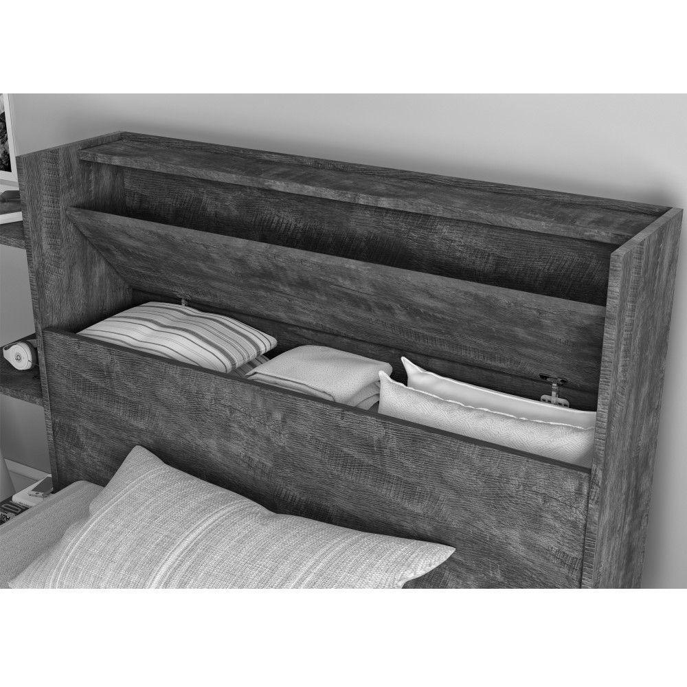 Cama Com Auxiliar Solteiro Gavetas E Baú Branco E Colchão - 4