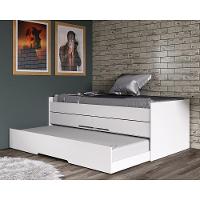 Cama Bicama Solteiro Juliette com Auxiliar e Gavetas Branco - 1