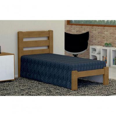 Cama de Solteiro Londres de Madeira Angelim Imbuia