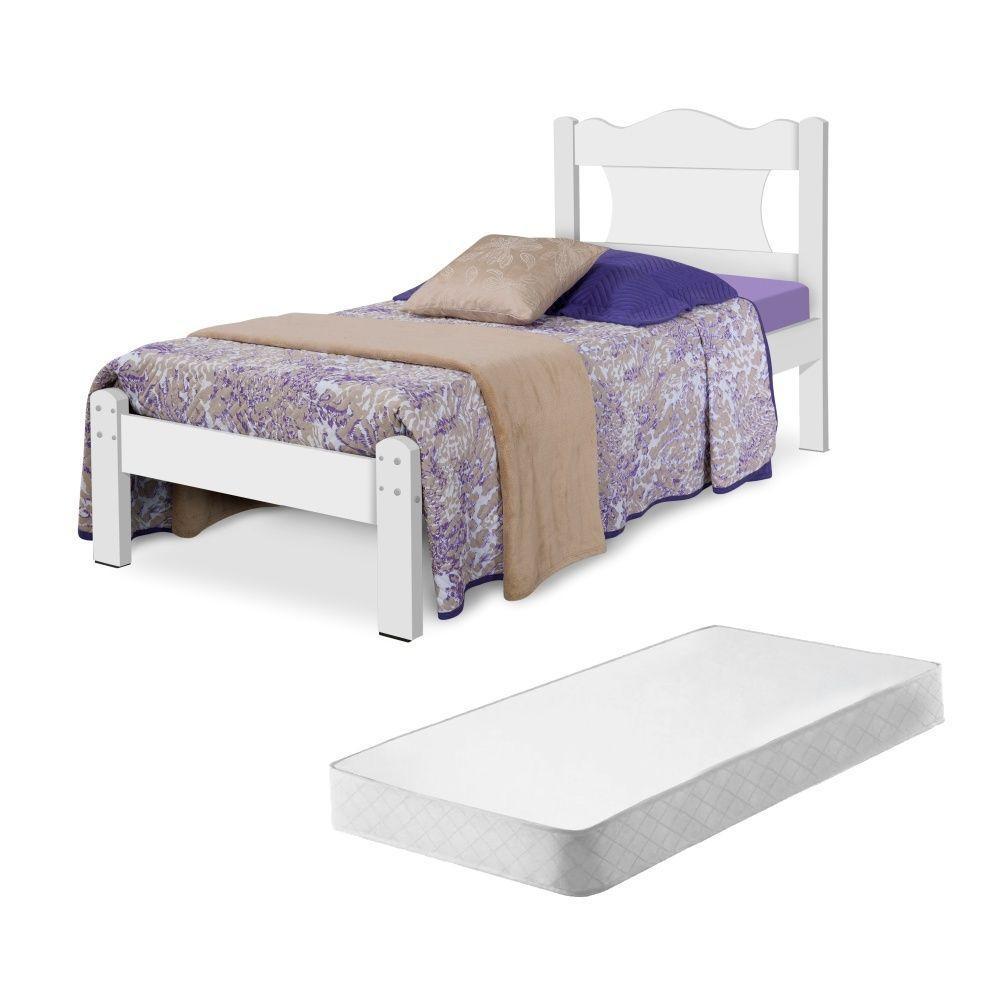 Cama Solteiro Virgil Branco Com Colchão - 1