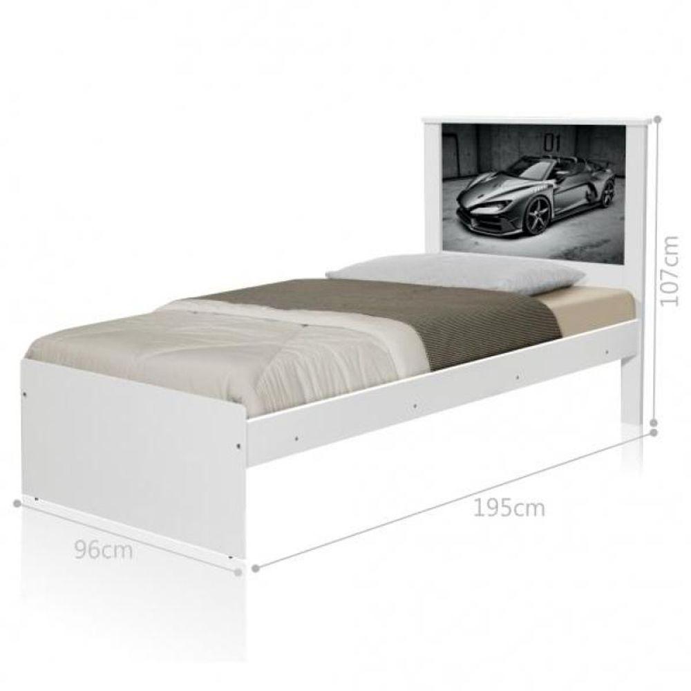 Cama Solteiro Carro Sport Chumbo Com Colchão - 4