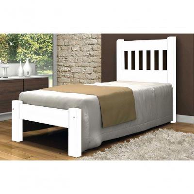 Cama de Solteiro Lisboa de Madeira Angelim Branco