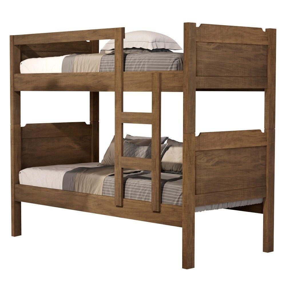 Beliche Kassandra Solteiro Castanho Com Colchões - 1