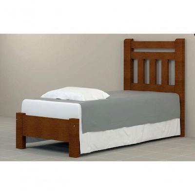 Cama de Solteiro Tokio de Madeira Angelim Castanho