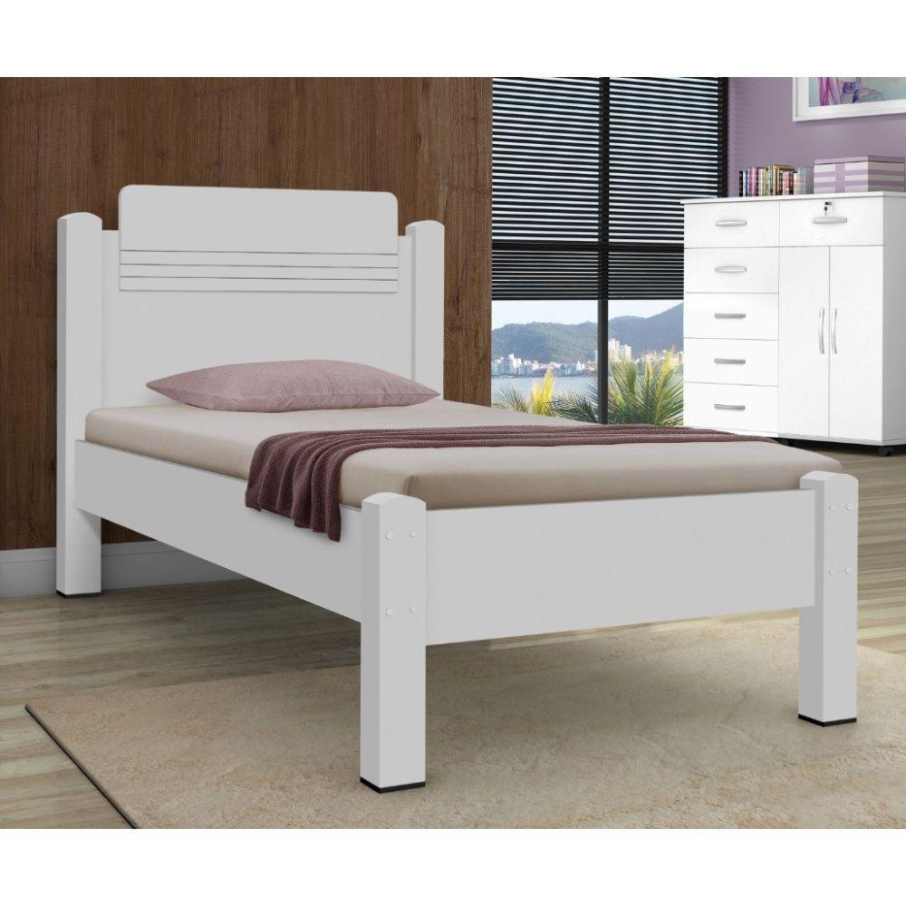 Cama Solteiro Pedro Branco Com Colchão - 5