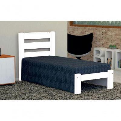 Cama de Solteiro Londres de Madeira Angelim Branco