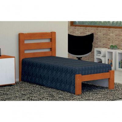 Cama de Solteiro Londres de Madeira Angelim Mel