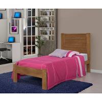 Cama de Solteiro Lara de Madeira Maciça Pinus Imbuia - 1