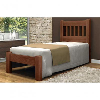 Cama de Solteiro Lisboa de Madeira Angelim Castanho