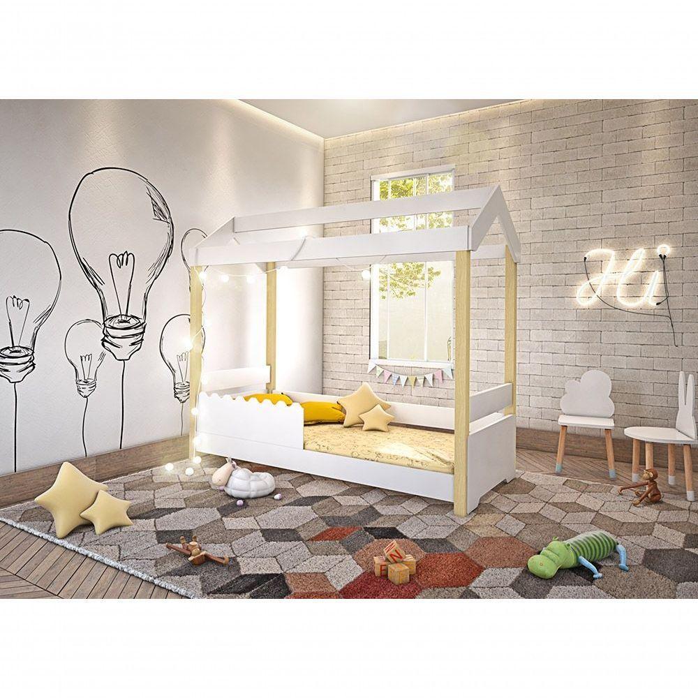 Cama Solteiro Jhulia Branco Com Led - 1