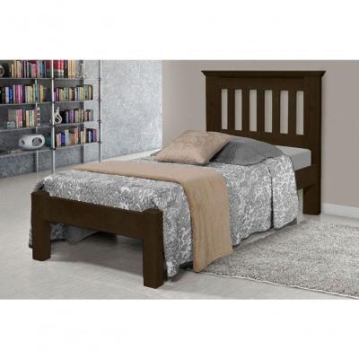 Cama de Solteiro Texas de Madeira Maciça Tauari Tabaco