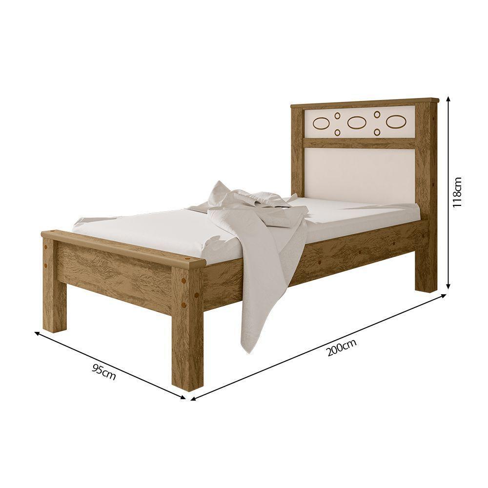 Cama Solteiro Em Mdf Las Vegas - Canela/Off White - Cor: Marrom - 2