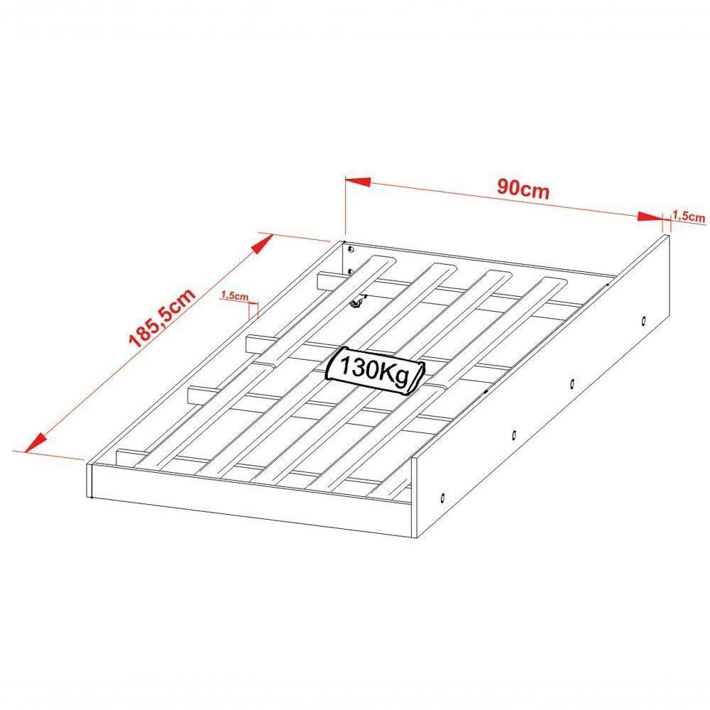 Cama Solteiro Com Auxiliarcm8010cm8008 Qt9 Nogal Branco - 3