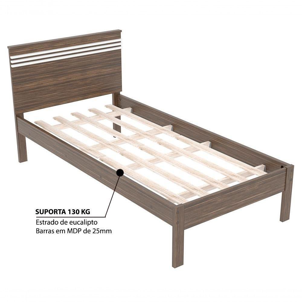 Cama Solteiro Com Auxiliarcm8010cm8008 Qt9 Nogal Branco - 8