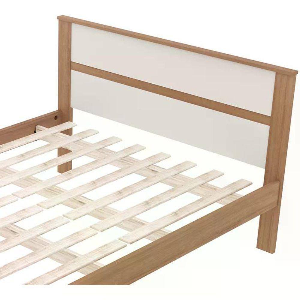 Cama Casal Cm8005 E 02 Mesas De Cabeceira Az1016 Qt3 Amendoa Branco Tecno Mobili Amendoa Branco - 2