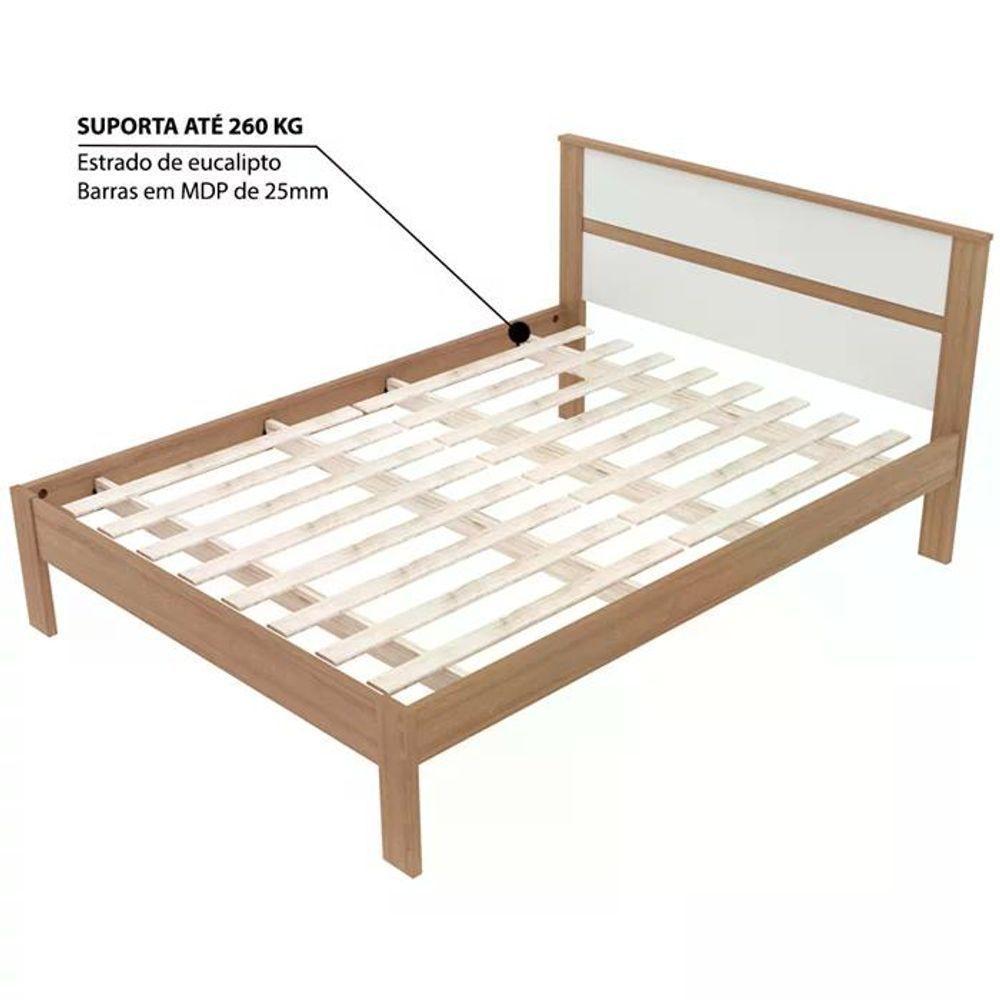 Cama Casal Cm8005 E 02 Mesas De Cabeceira Az1016 Qt3 Amendoa Branco Tecno Mobili Amendoa Branco - 6