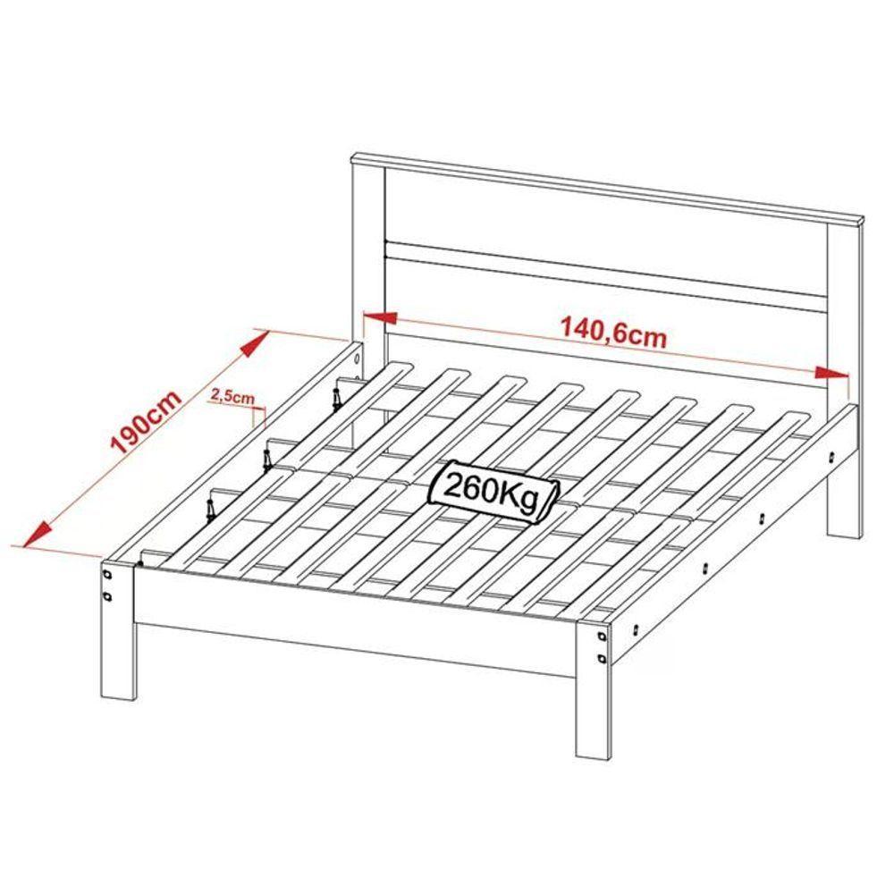 Cama Casal Cm8005 E 02 Mesas De Cabeceira Az1016 Qt3 Amendoa Branco Tecno Mobili Amendoa Branco - 8