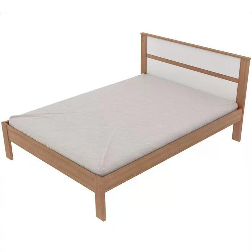 Cama Casal Cm8005 E 02 Mesas De Cabeceira Az1016 Qt3 Amendoa Branco Tecno Mobili Amendoa Branco - 10
