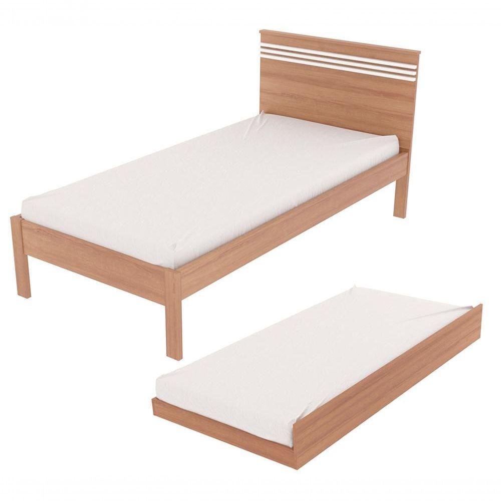 Cama Solteiro C/ Auxiliar Qt9 Amendoa Branco Amendoa Branco - 1