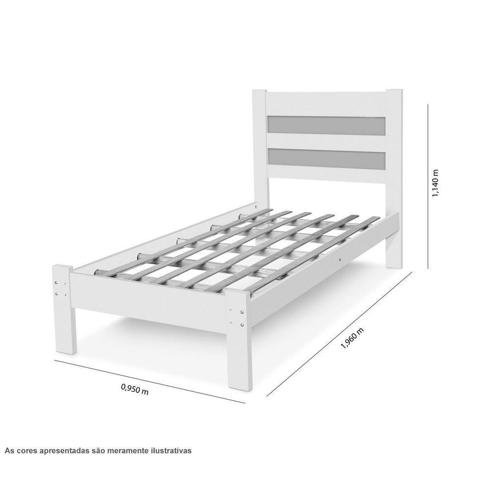 Cama Lara Solteiro Em Madeira Com Auxiliar Castanho - 3