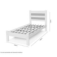 Cama Lara Solteiro Em Madeira Com Auxiliar Castanho - 3