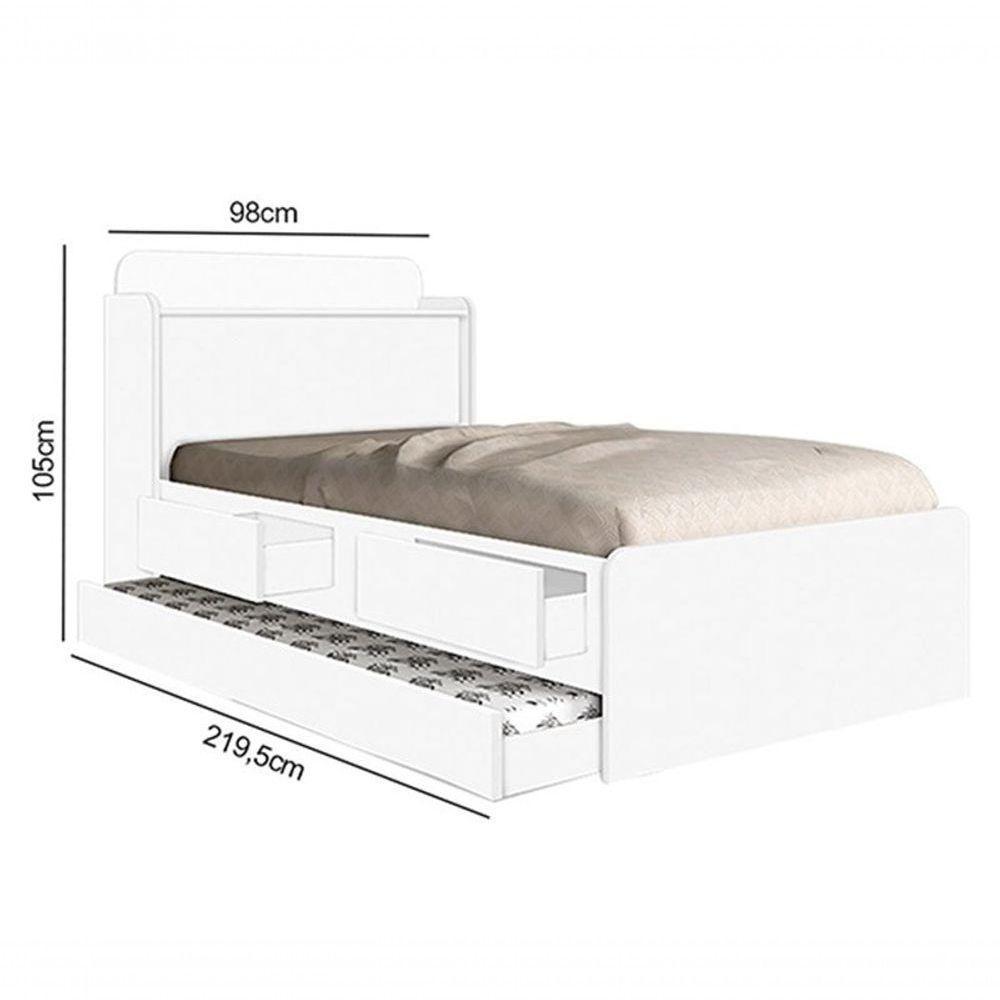 Cama Tamires Solteiro 0,88cm C/ Auxiliar Castanho 2 Colchões - 2