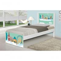 Cama Solteiro Adesivada Mundo Viagens Com Colchão - 1