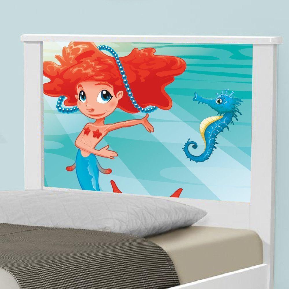 Cama Solteiro Adesivada Sereia Ruiva Com Colchão - 3
